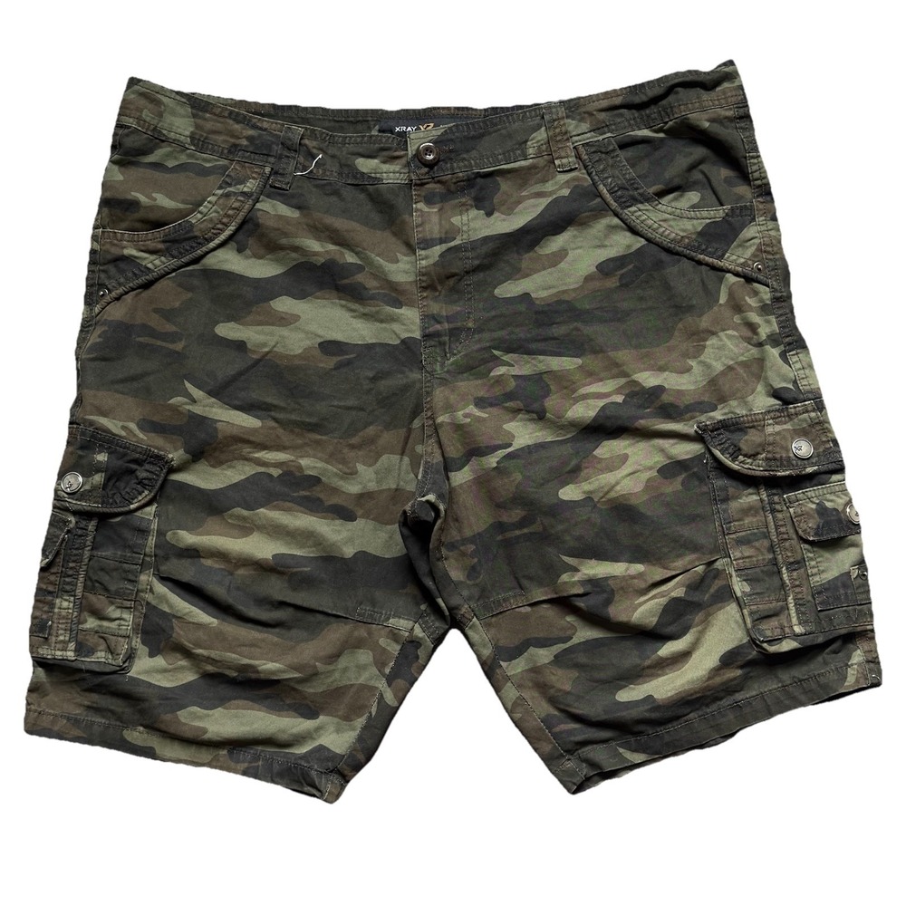 XRAY JEANS Green Camo Cargo Shorts Size 34 Baggy Grunge Emo Hiphop Skater Y2K